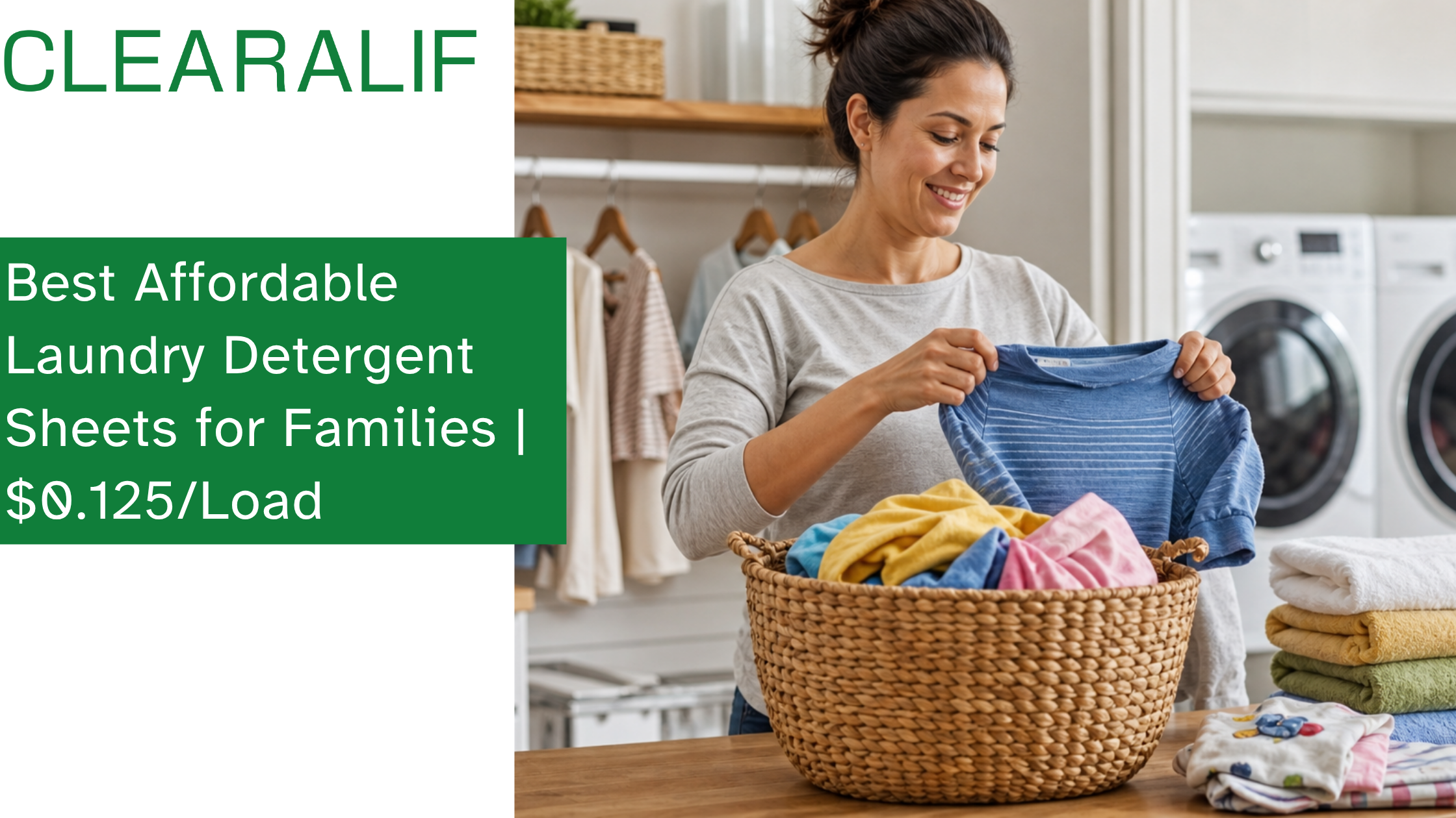 Family-friendly laundry routine with freshly washed and folded children's clothes