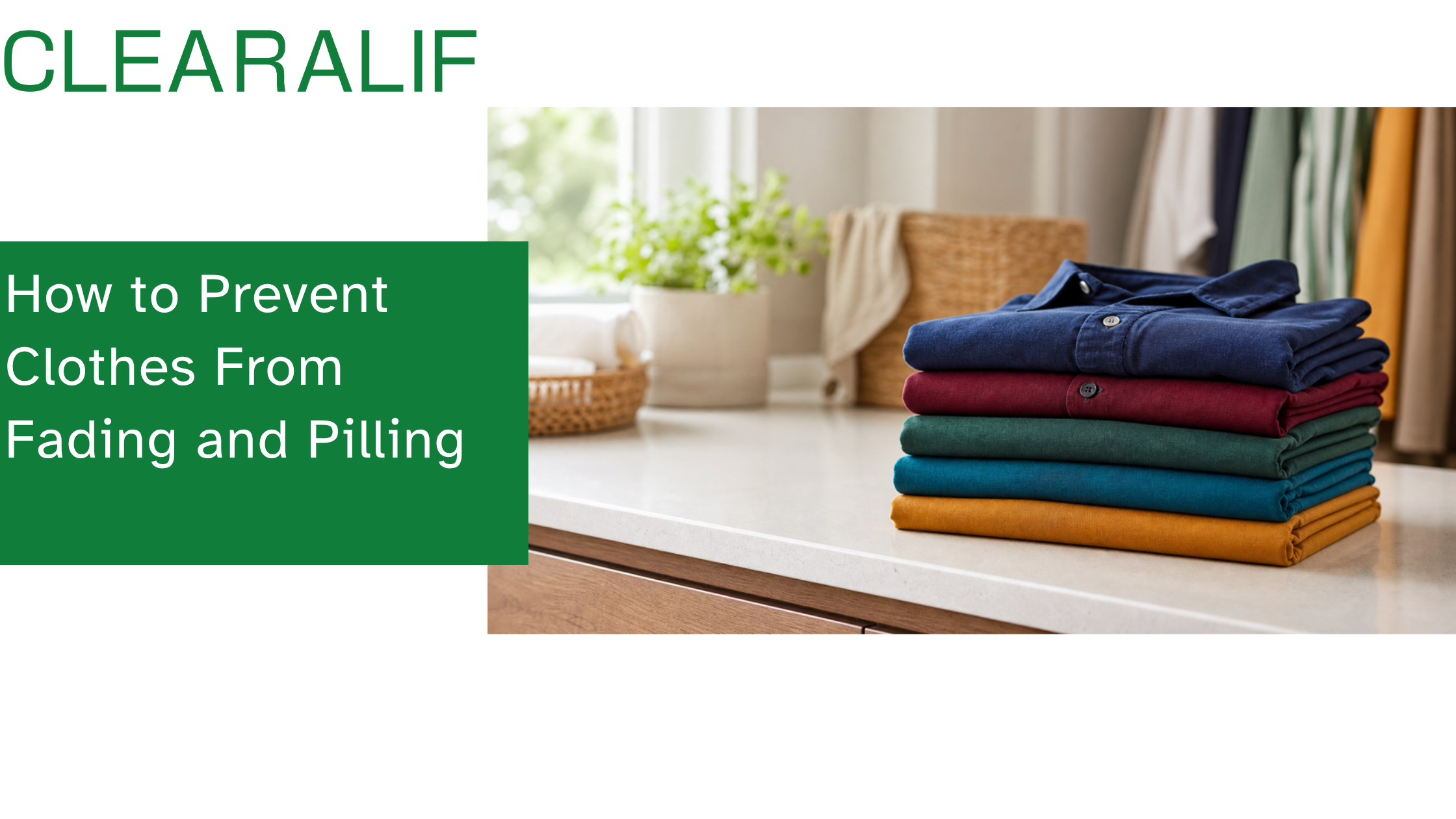 Row of vibrant, richly colored folded shirts with preserved color after washing