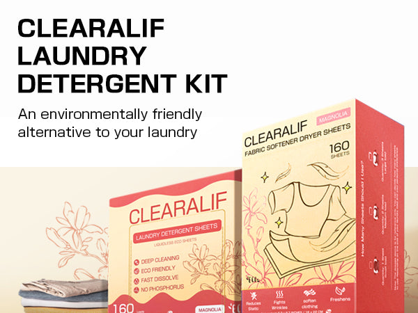 CLEARALIF All in One Laundry Detergent Sheets Kit, Magnolia Scent, 160 Loads Laundry Sheets + 160 Drying Sheets