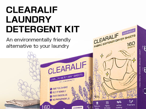 CLEARALIF All in One Laundry Detergent Sheets Kit, Lavender Scent, 160 Loads Laundry Sheets + 160 Drying Sheets