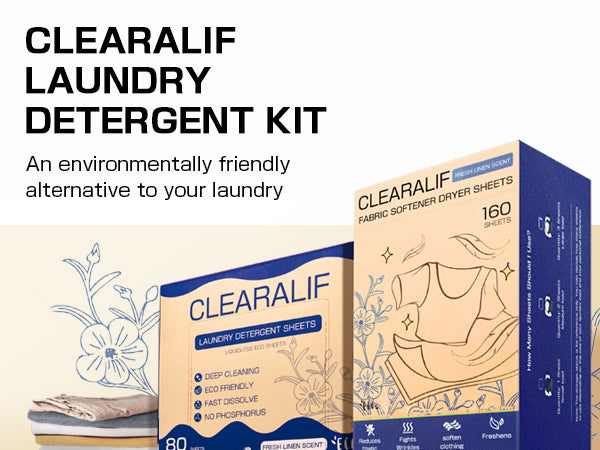 CLEARALIF All in One Laundry Detergent Sheets Kit, Fresh Linen Scent, 160 Loads Laundry Sheets + 160 Drying Sheets
