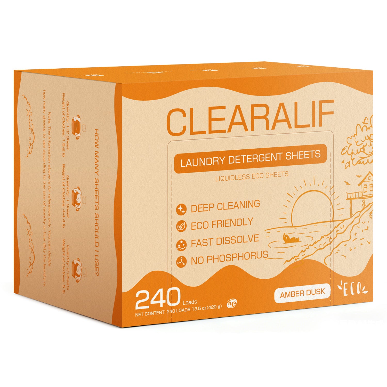 CLEARALIF Eco-Friendly Laundry Detergent Sheets - Fresh Ocean Scent, 240 Loads