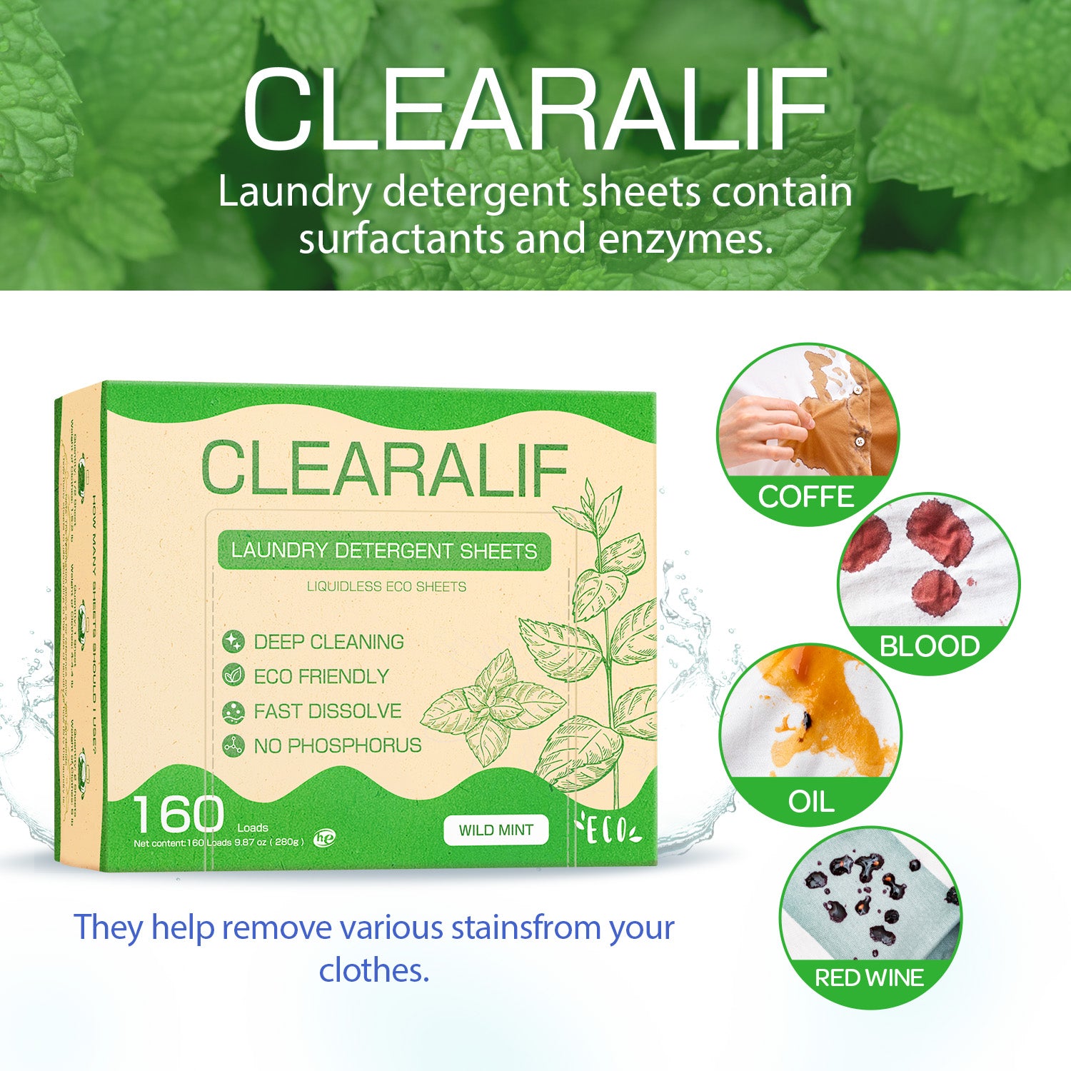 CLEARALIF Laundry Detergent Sheets Wild Mint