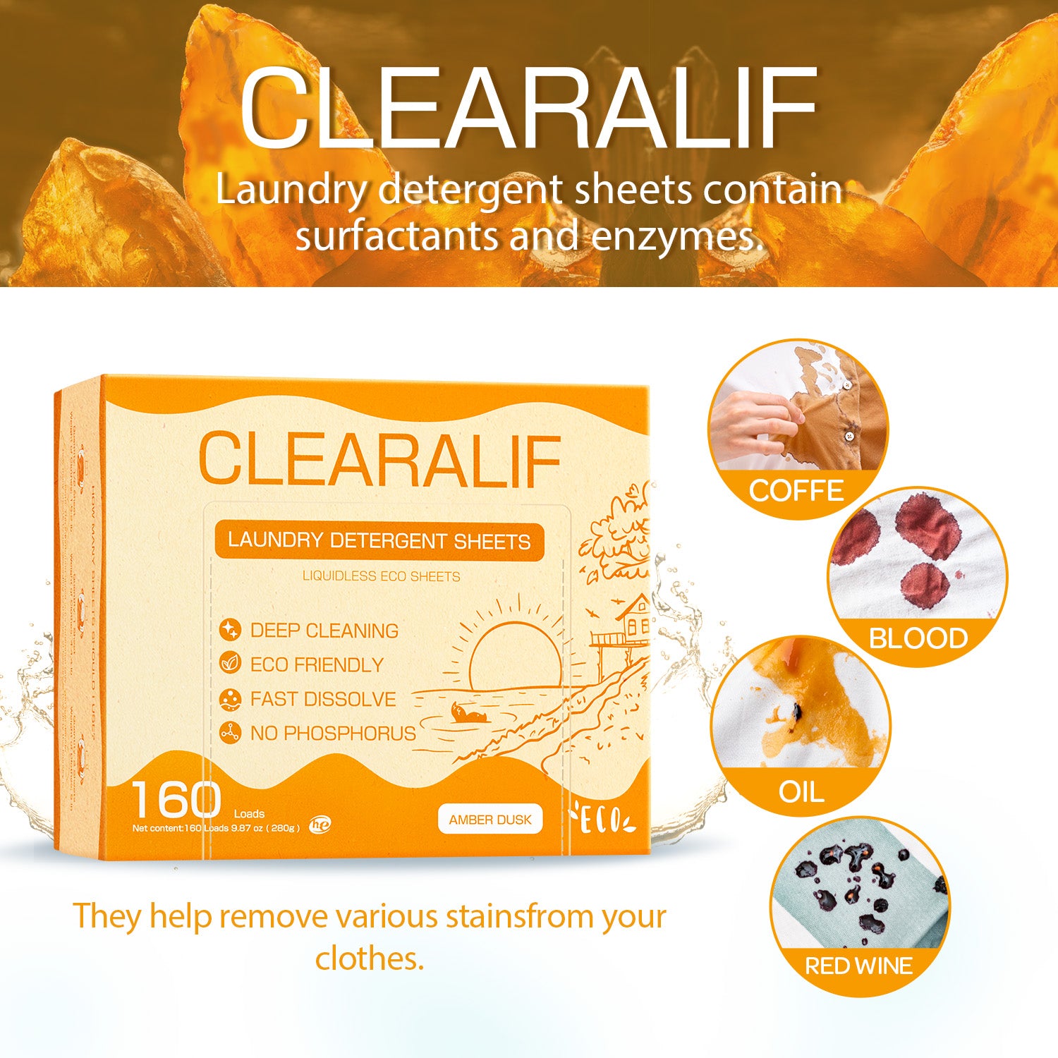 CLEARALIF Laundry Detergent Sheets Amber Dusk