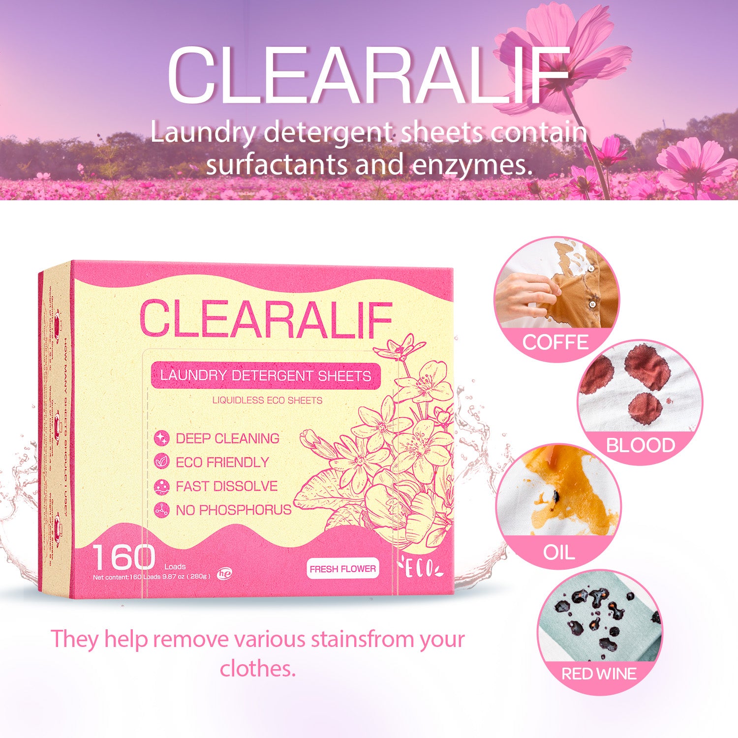 CLEARALIF Laundry Detergent Sheets Fresh Flower