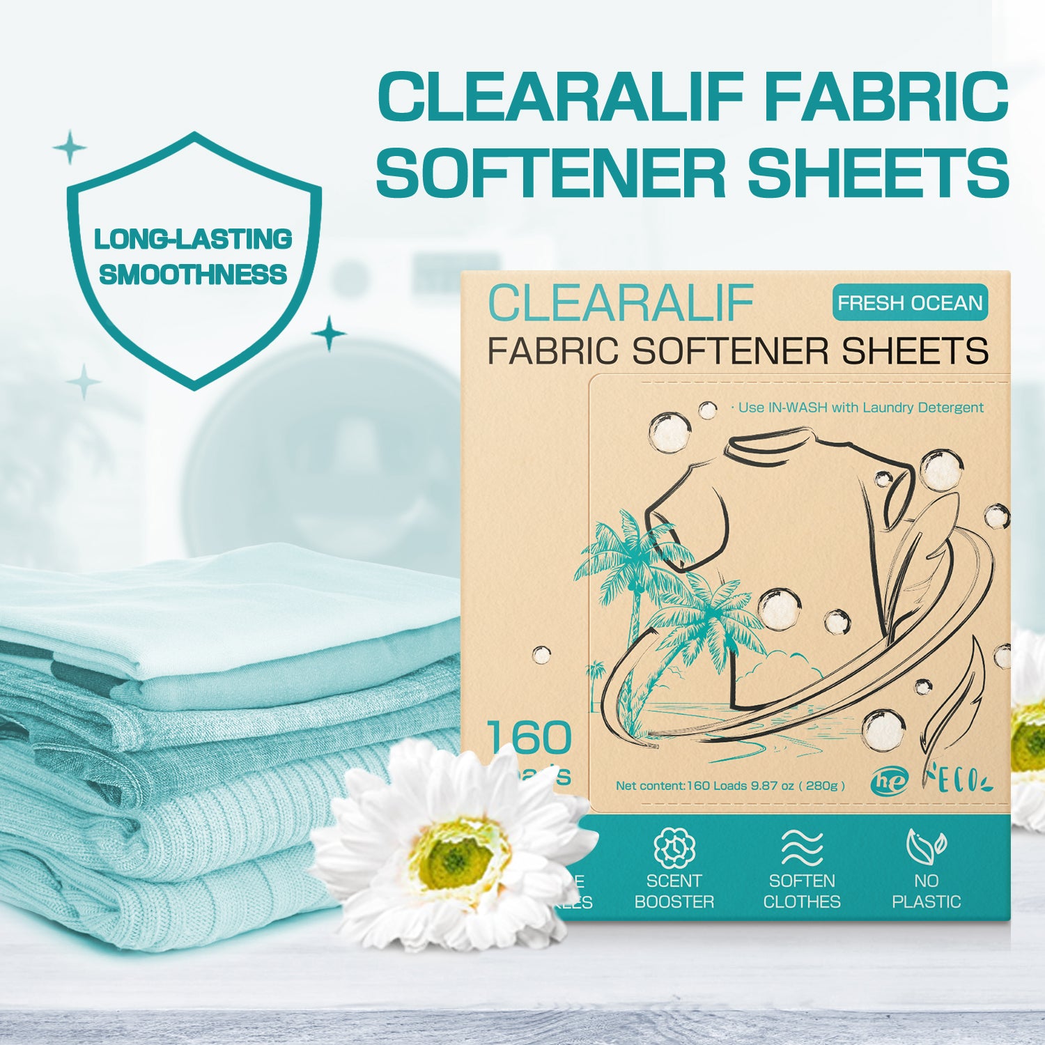 Laundry Softener Sheets, Fresh Ocean