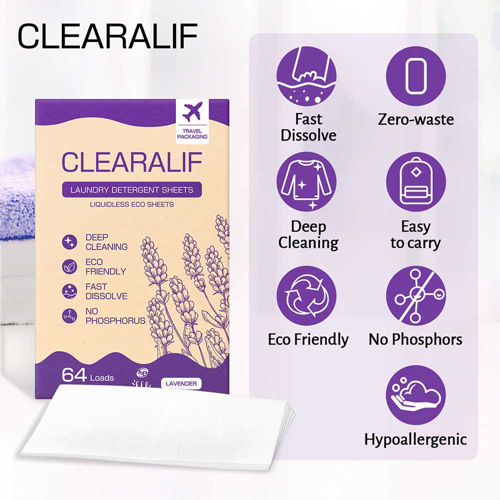 CLEARALIF Laundry Detergent Sheets 64 Loads, Lavender