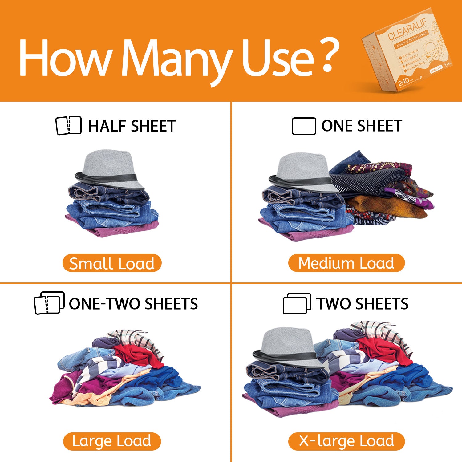 CLEARALIF Eco-Friendly Laundry Detergent Sheets - Amber Dusk Scent, 240 Loads