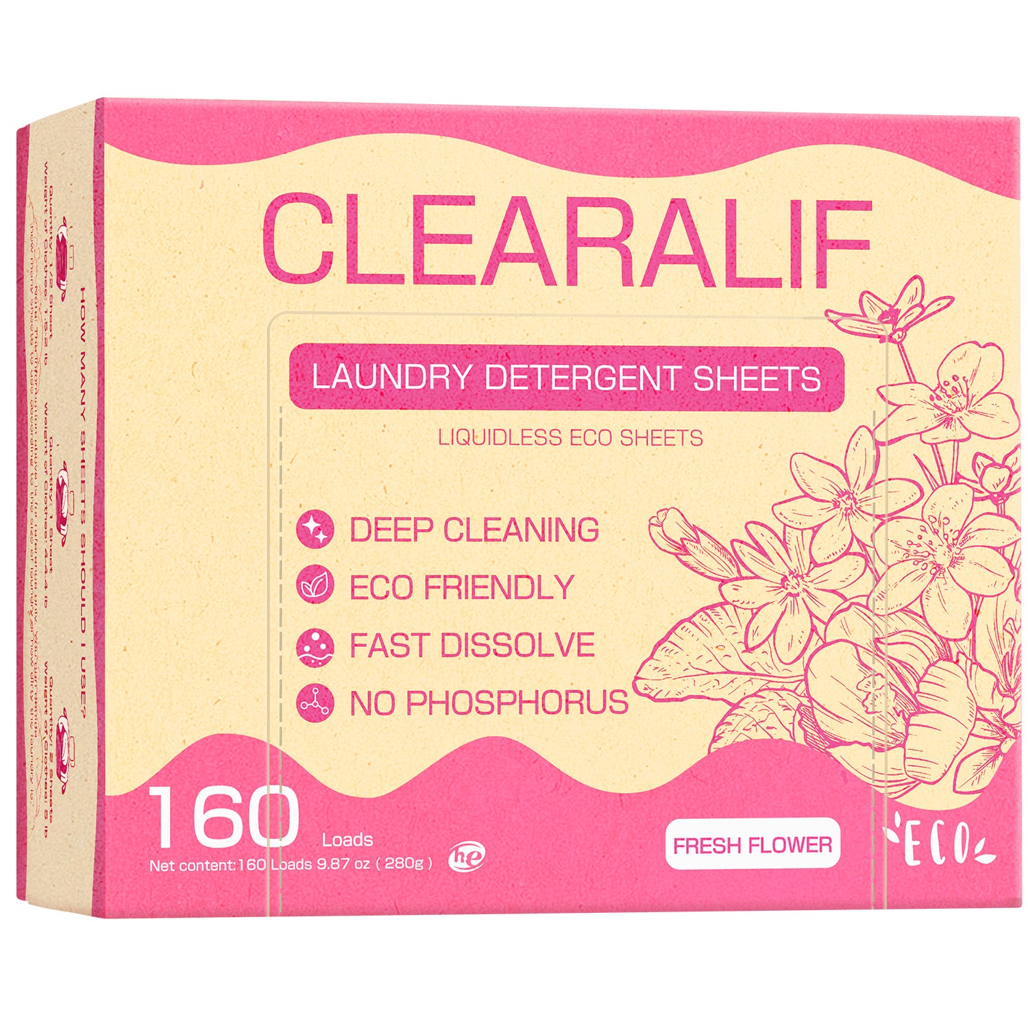 CLEARALIF Laundry Detergent Sheets Fresh Flower