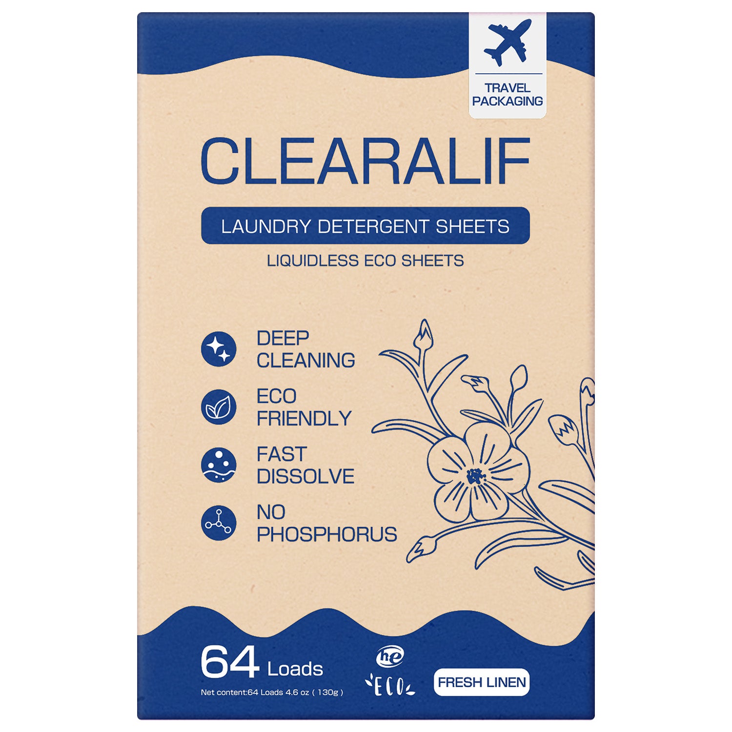 CLEARALIF Eco Friendly & Hypoallergenic Laundry Detergent 64 Loads, Fresh Liene