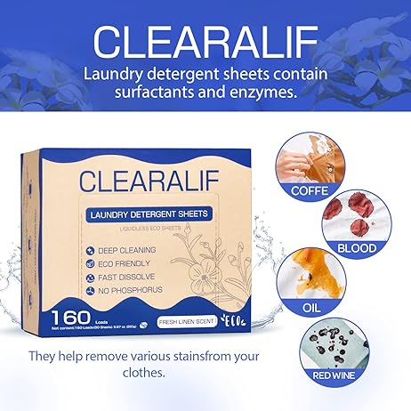 Laundry Detergent Sheets 160 Loads, Fresh Linen