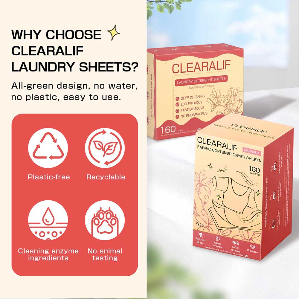 CLEARALIF All in One Laundry Detergent Sheets Kit, Magnolia Scent, 160 Loads Laundry Sheets + 160 Drying Sheets