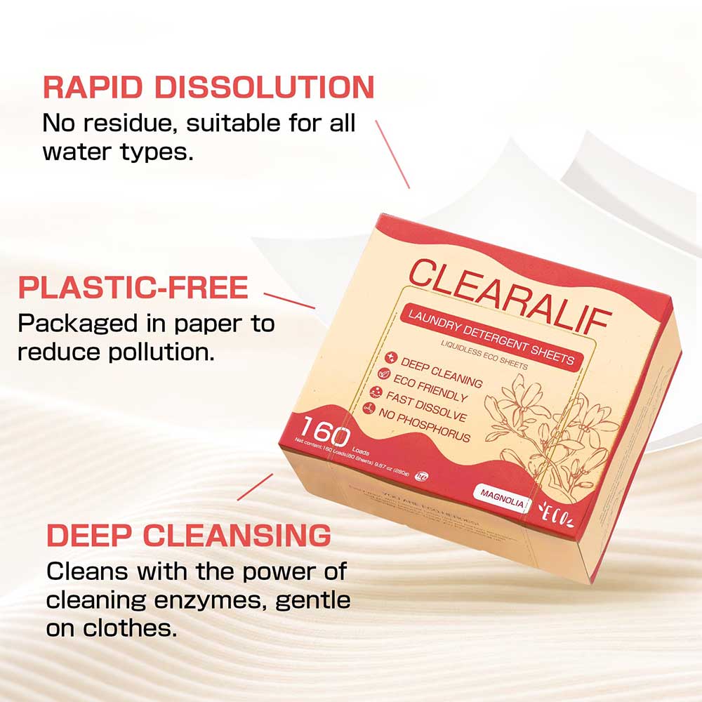 CLEARALIF Kit de hojas de detergente para ropa todo en uno, aroma a magnolia, 160 cargas de hojas de lavandería + 160 hojas de secado
