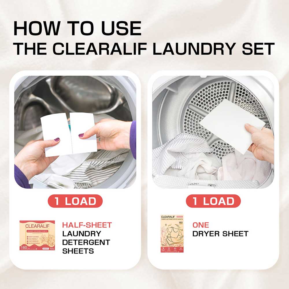 CLEARALIF Kit de hojas de detergente para ropa todo en uno, aroma a magnolia, 160 cargas de hojas de lavandería + 160 hojas de secado