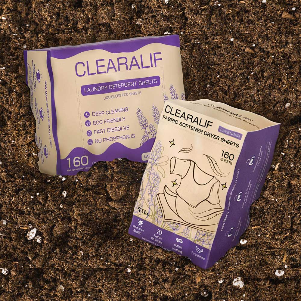 CLEARALIF Kit de hojas de detergente para ropa todo en uno, aroma a lavanda, 160 cargas de hojas de lavandería + 160 hojas de secado