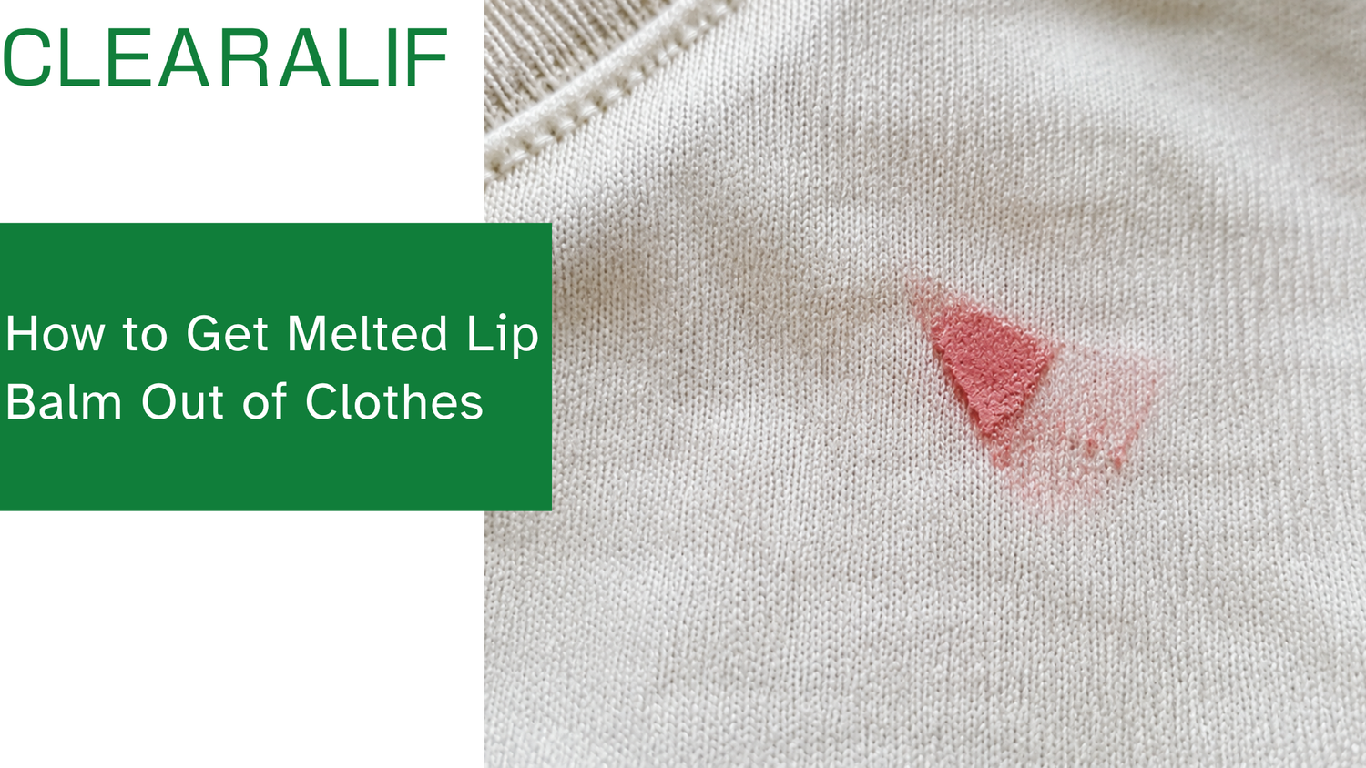 Close-up of an oily lip balm stain on a cotton t-shirt