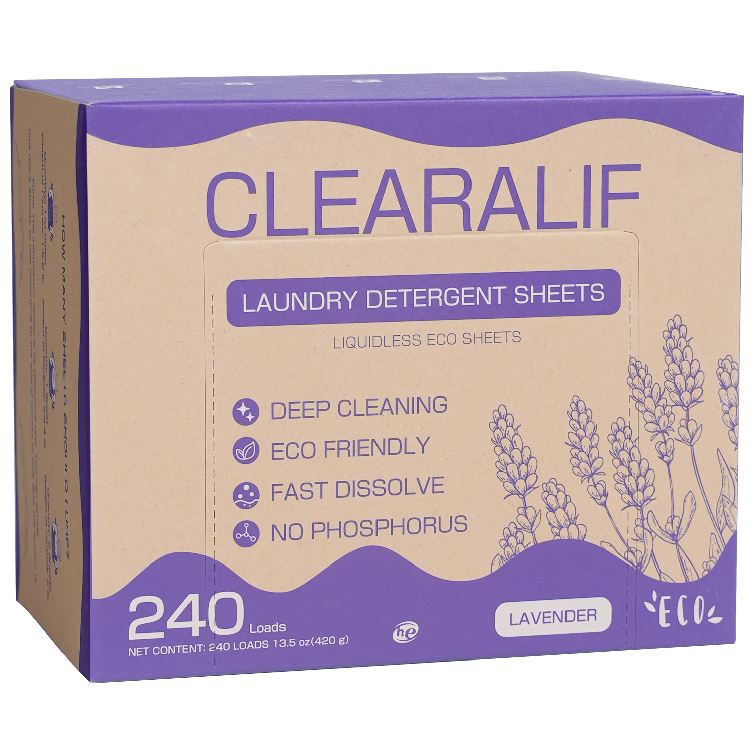 CLEARALIF Eco-Friendly Laundry Detergent Sheets - Lavender Scent, 240 Loads