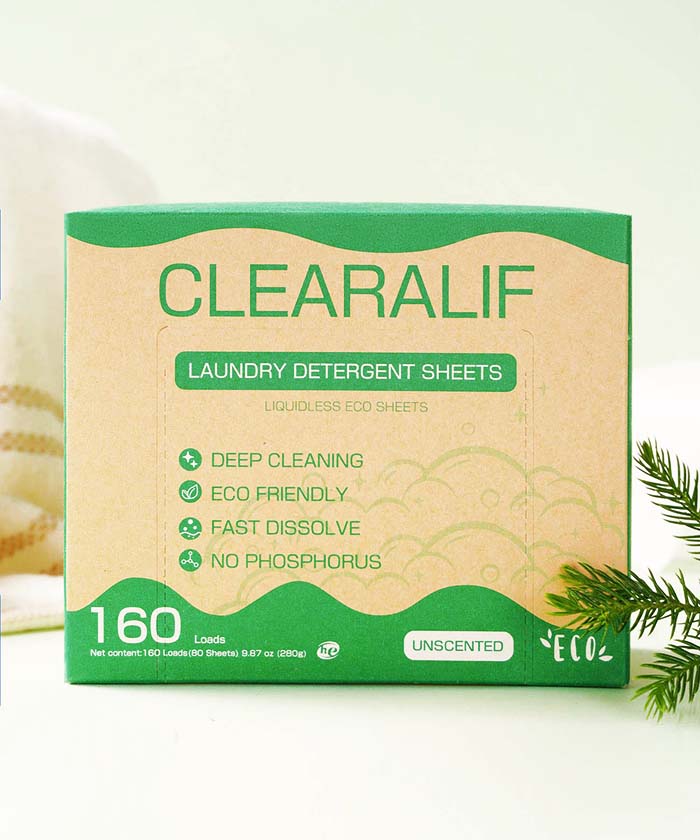 CLEARALIF Laundry Detergent Sheets up to 160 Loads (80sheets), Unscented, Laundry Detergent Strips Eco Friendly & Hypoallergenic