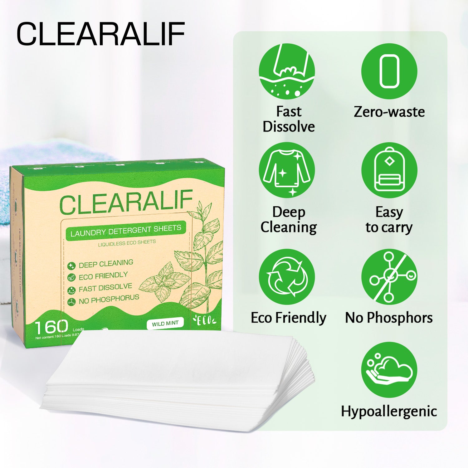 CLEARALIF Laundry Detergent Sheets Wild Mint