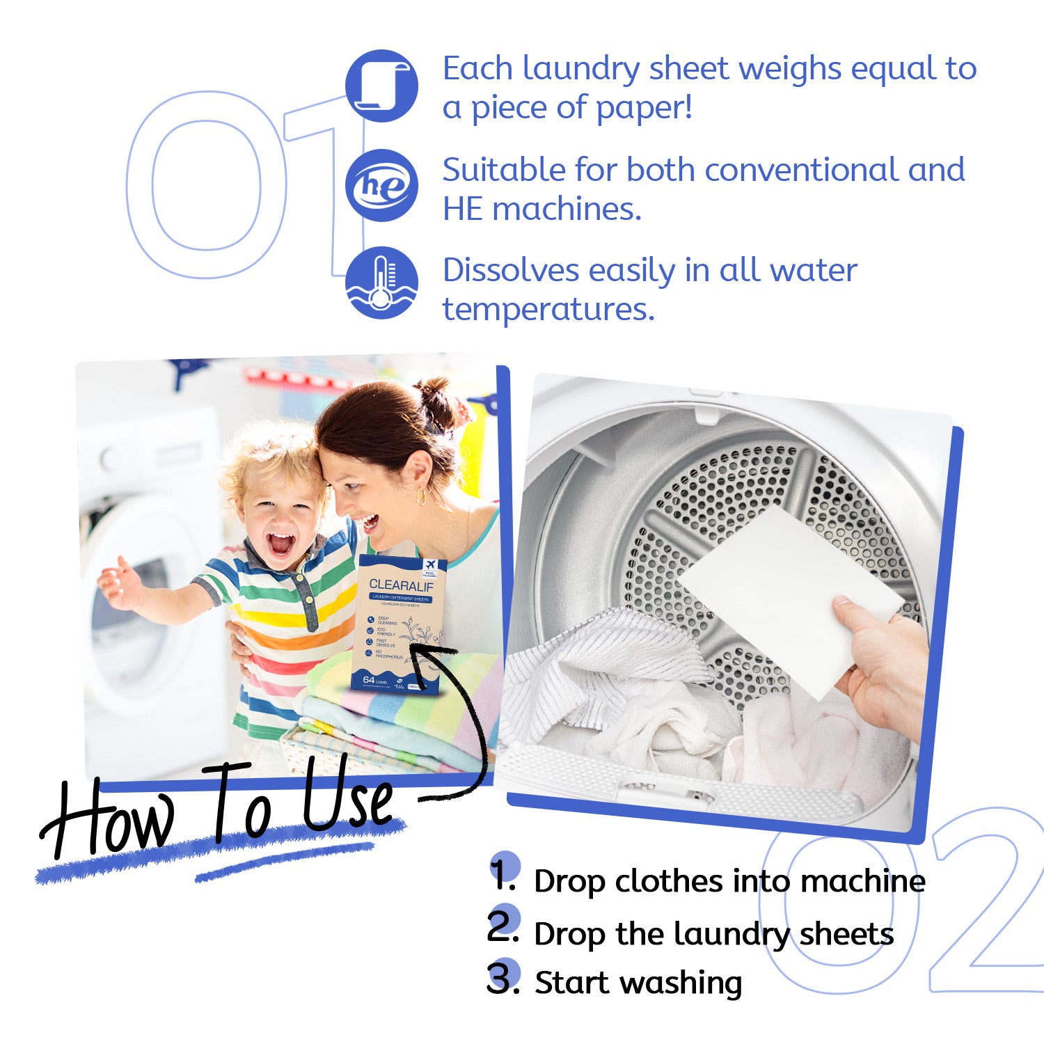 CLEARALIF Eco Friendly & Hypoallergenic Laundry Detergent 64 Loads, Fresh Liene