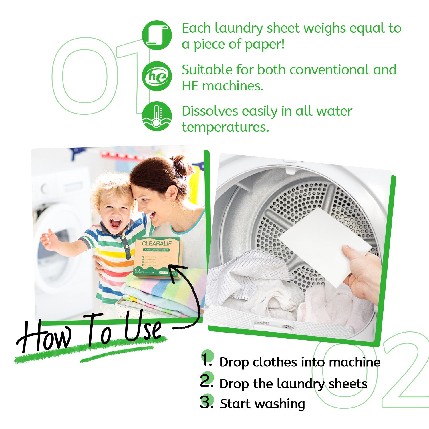 CLEARALIF Laundry Detergent Sheets Wild Mint