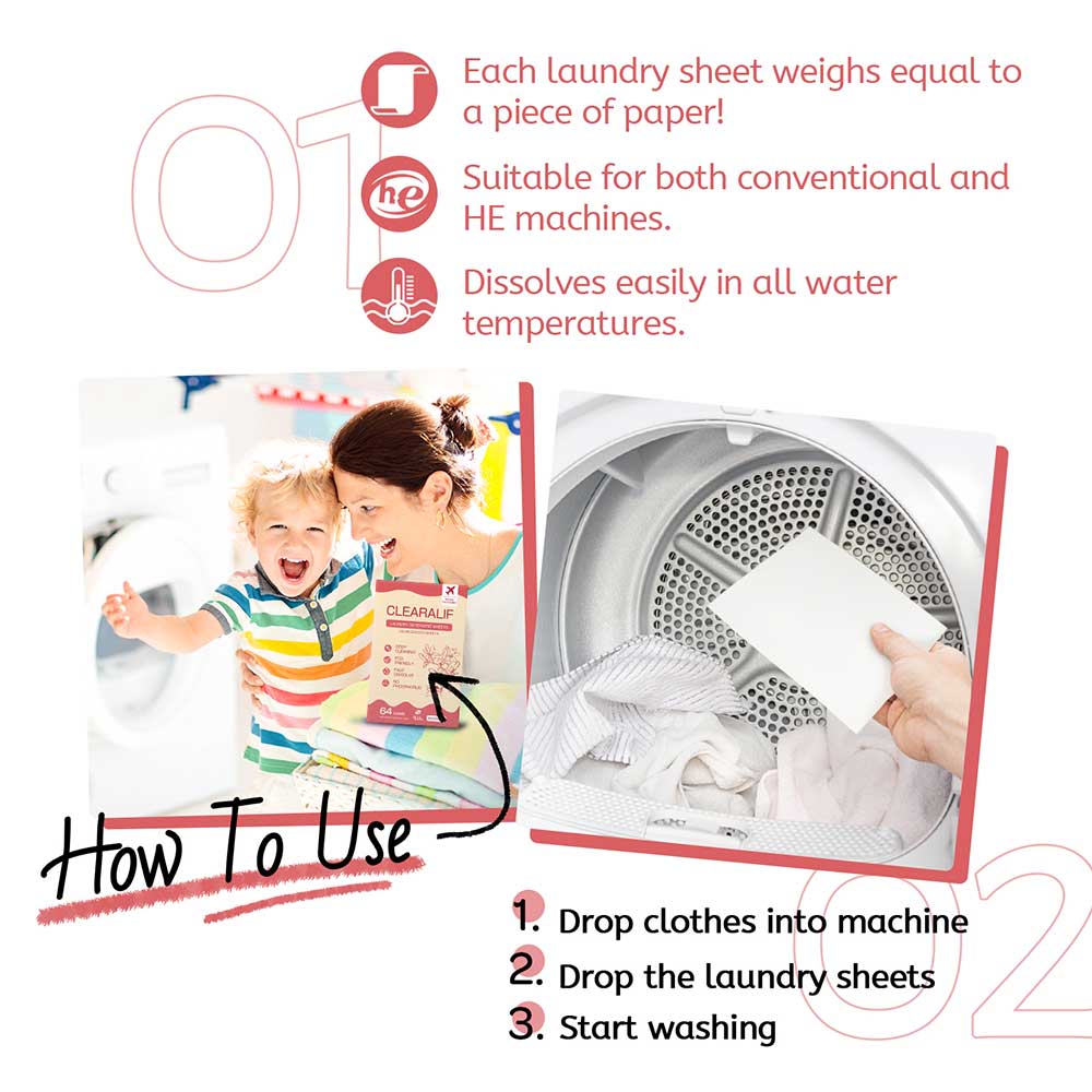 CLEARALIF Laundry Detergent Sheets 64 Loads, Magnolia