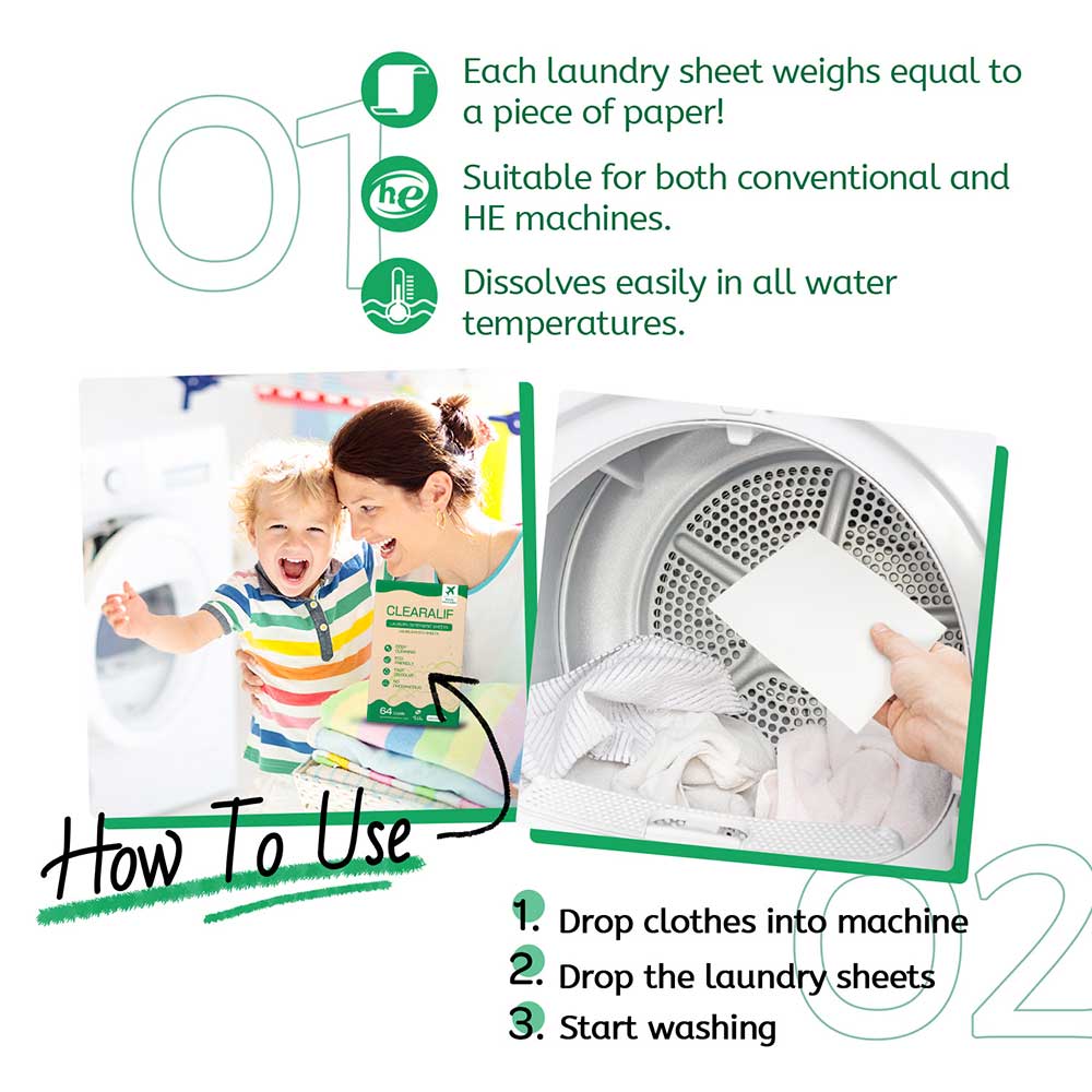 CLEARALIF Laundry Detergent Sheets 64 Loads, Unscented