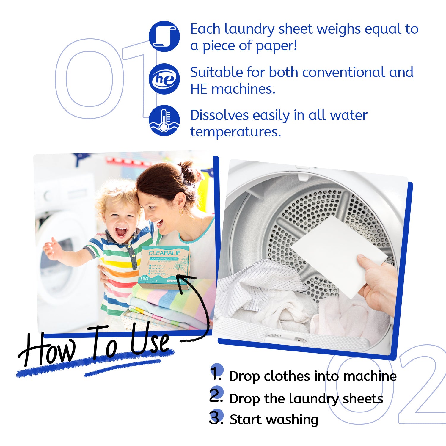 CLEARALIF Eco-Friendly Laundry Detergent Sheets - Fresh Linen Scent, 240 Loads