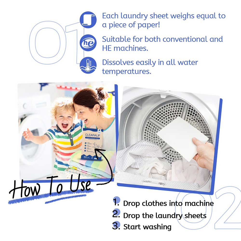 CLEARALIF Detergente para Ropa en Hojas 64 Cargas, Ropa de Cama Fresca