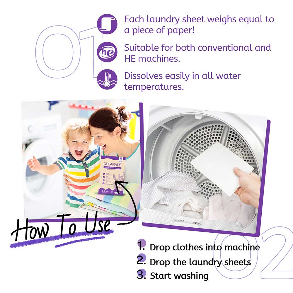 CLEARALIF Laundry Detergent Sheets 64 Loads, Lavender