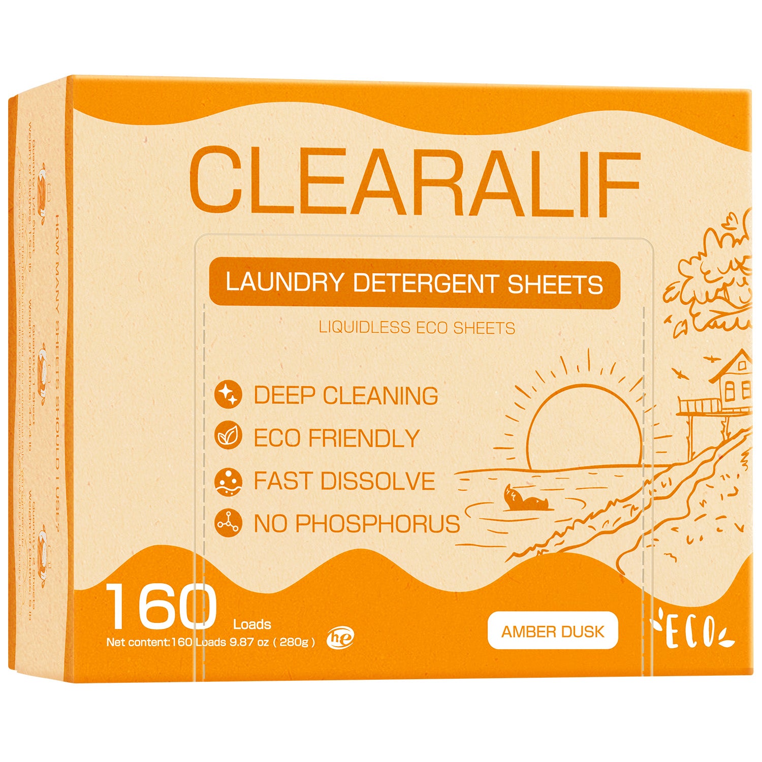 CLEARALIF Eco Friendly & Hypoallergenic Laundry Detergent Sheets 160 Loads