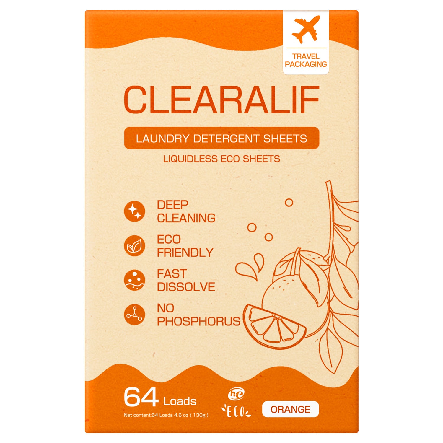 CLEARALIF Eco Friendly & Hypoallergenic Laundry Detergent 64 Loads, Sunshine Orange