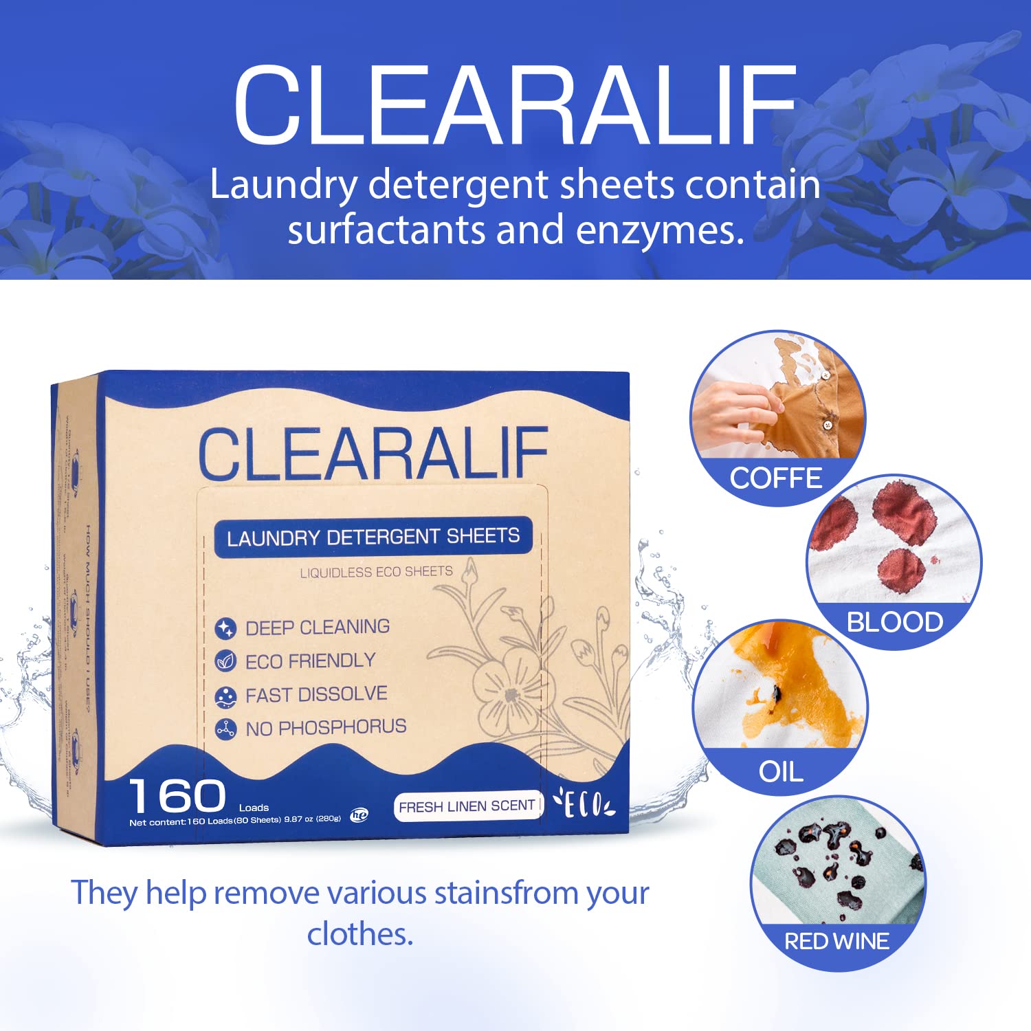 CLEARALIF Laundry Detergent Sheets Fresh Linen