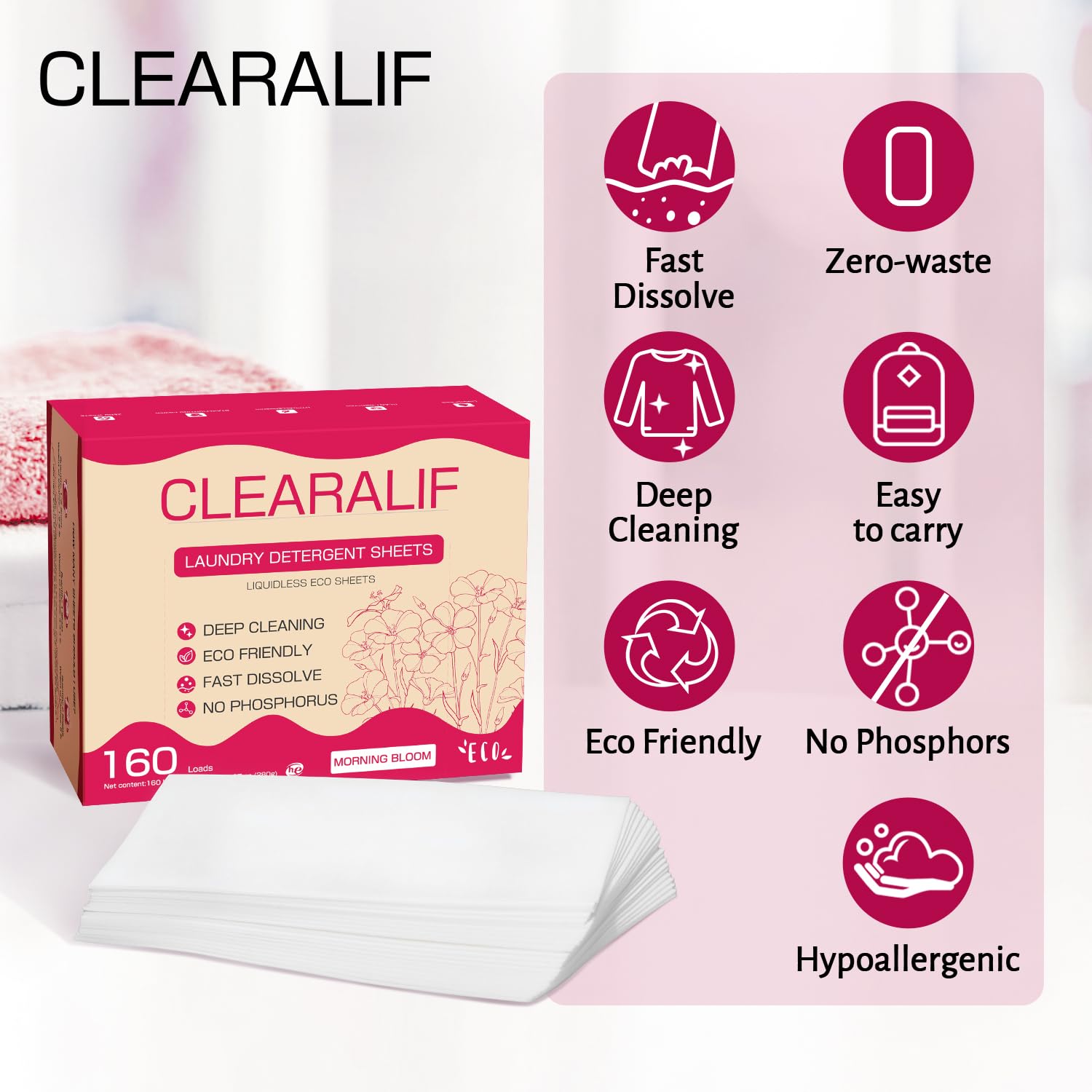 CLEARALIF Laundry Detergent Sheets Morning Bloom
