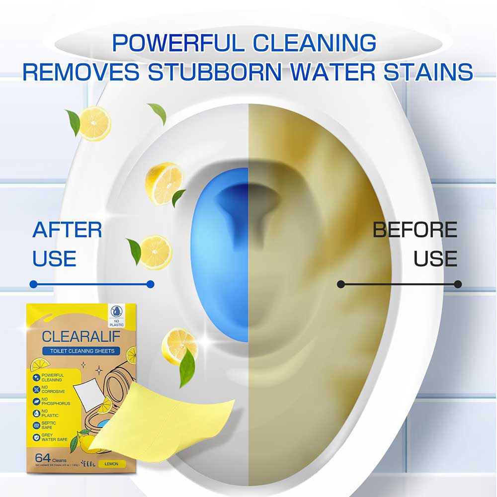 CLEARALIF Toilet Cleaners Sheets, 64 Strips,Lemon Scent