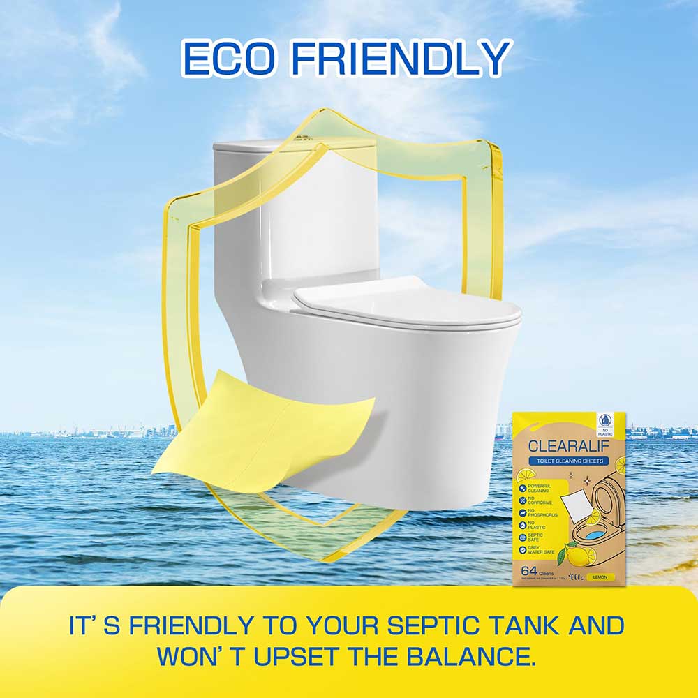 CLEARALIF Toilet Cleaners Sheets, 64 Strips,Lemon Scent