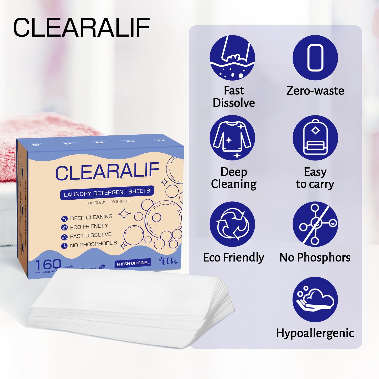CLEARALIF Laundry Detergent Sheets Fresh Original