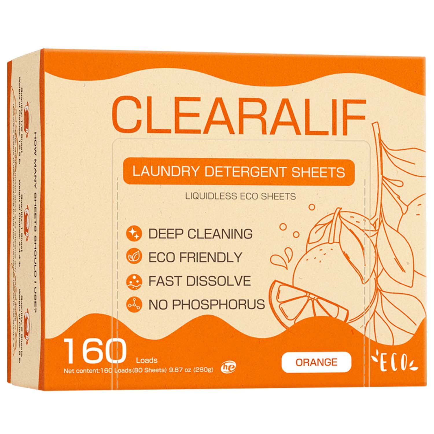 CLEARALIF Laundry Detergent Sheets Orange