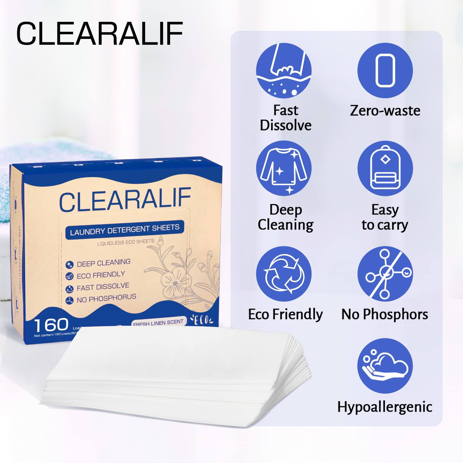 CLEARALIF Laundry Detergent Sheets Fresh Linen