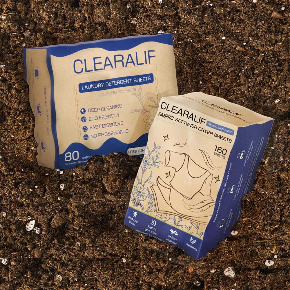 CLEARALIF Kit de hojas de detergente para ropa todo en uno, aroma a lino fresco, 160 cargas de hojas de lavandería + 160 hojas de secado