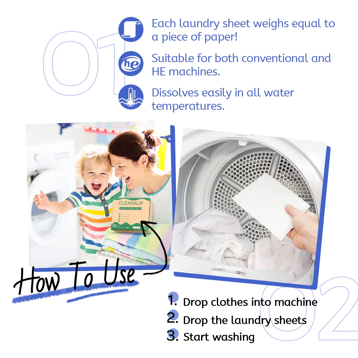 CLEARALIF Laundry Detergent Sheets Fresh Linen