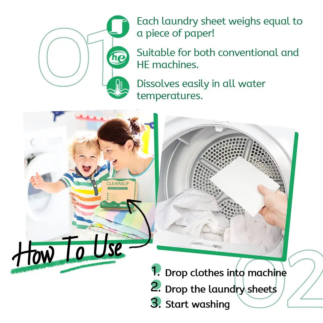 CLEARALIF Eco Friendly & Hypoallergenic Laundry Detergent Sheets 160 L
